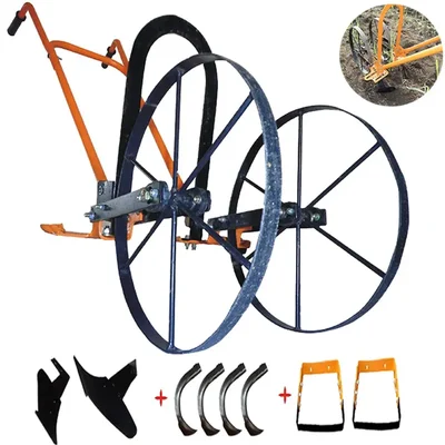 Mahan MHAWH Manual High Arc Wheel Hoe with Oscillating Hoe 6 Inch (2 nos), Plow Set, Cultivation Teeth (4 Nos.)